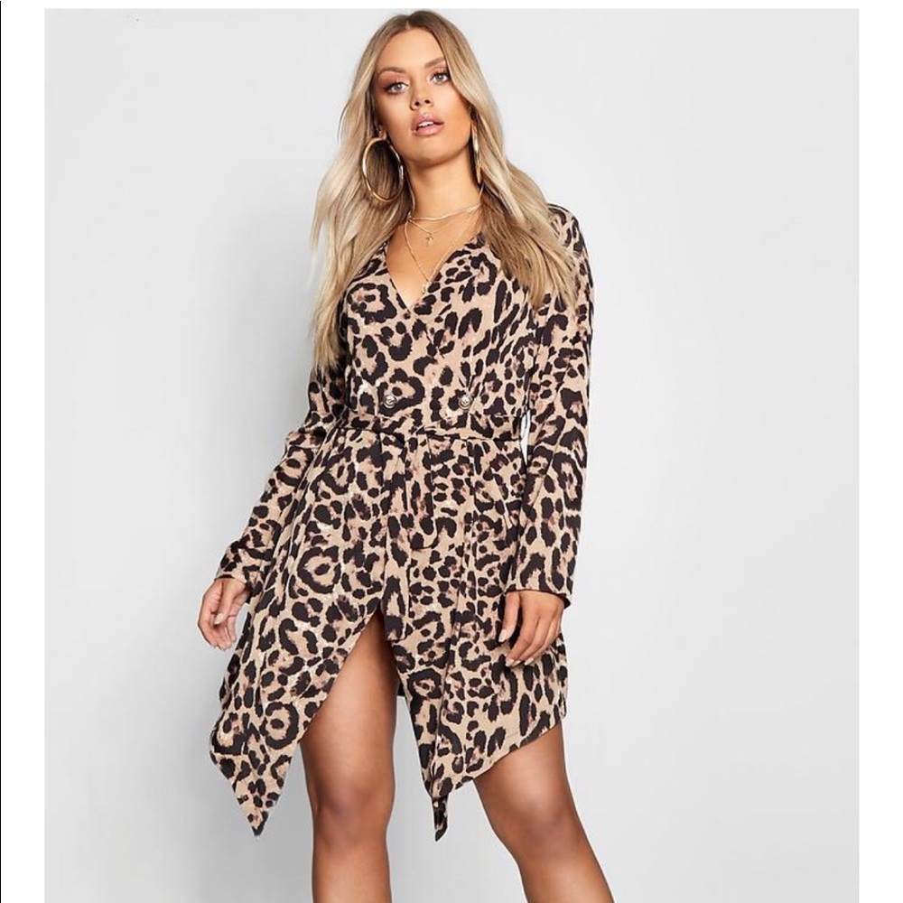 Boohoo Plus Cheetah Wrap Dress